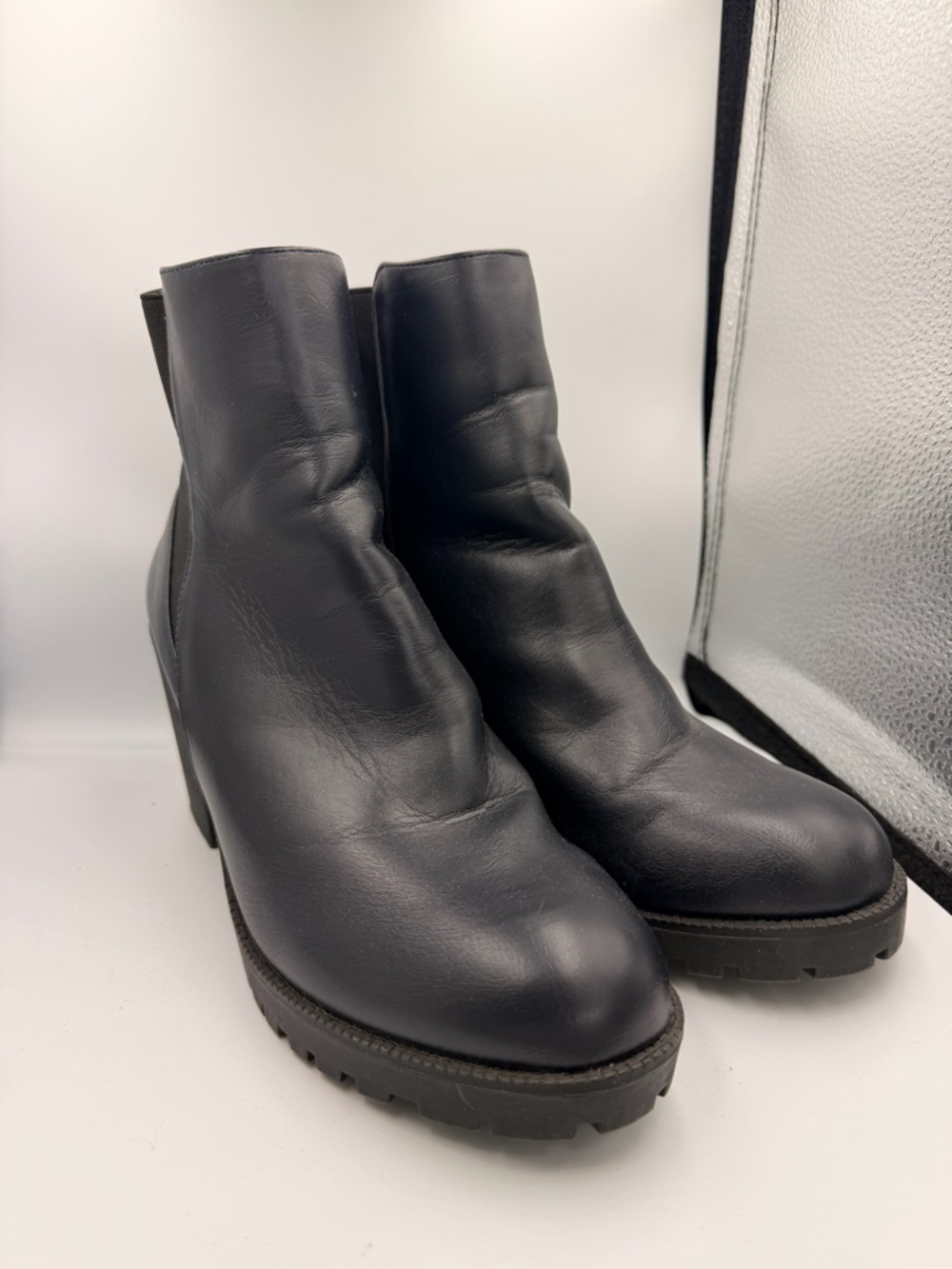 Matt & Nat Blue Leather Platform Chelsea Ankle Boots